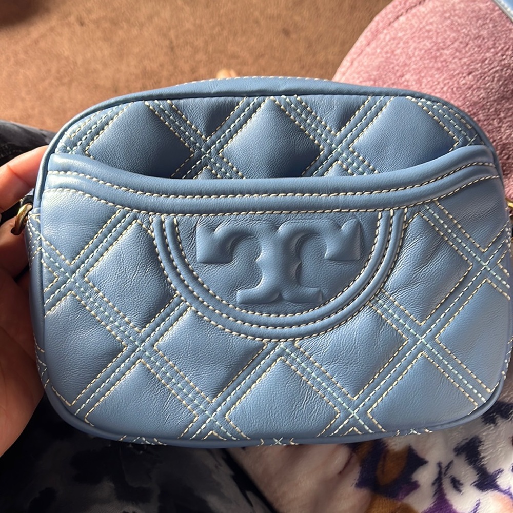 Tory Burch Quilted Blue Crossbody Bag